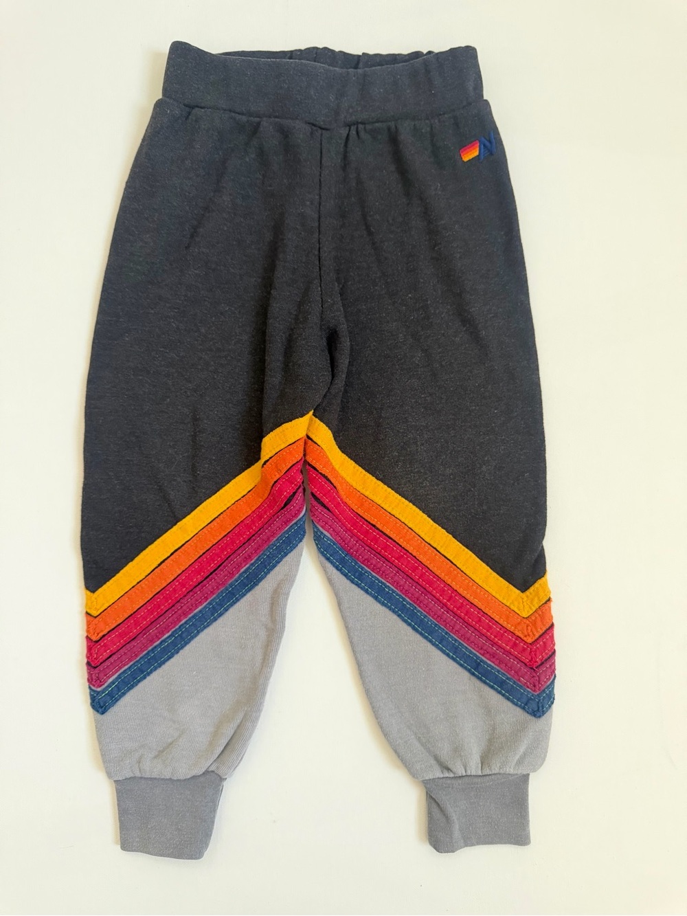Kids Black Sweatpants with Colorful Chevron Stripes- Kids 4